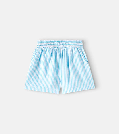 Striped linen and cotton shorts