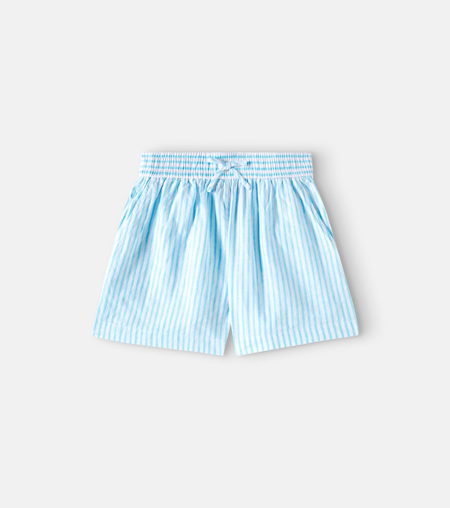 Striped linen and cotton shorts