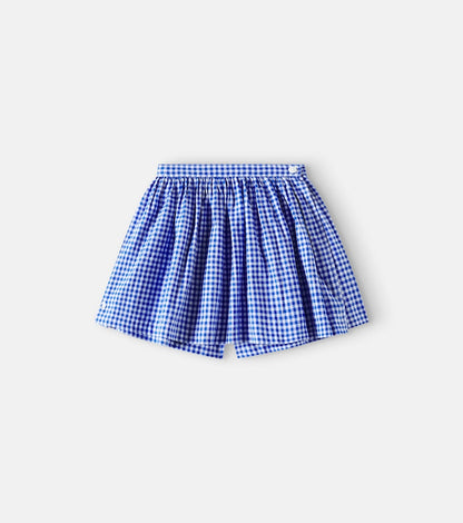 Gingham linen and cotton skort