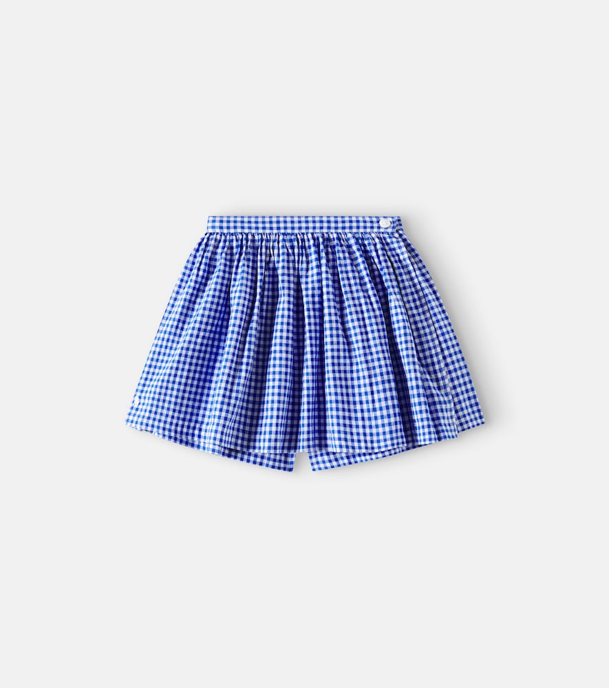 Gingham linen and cotton skort