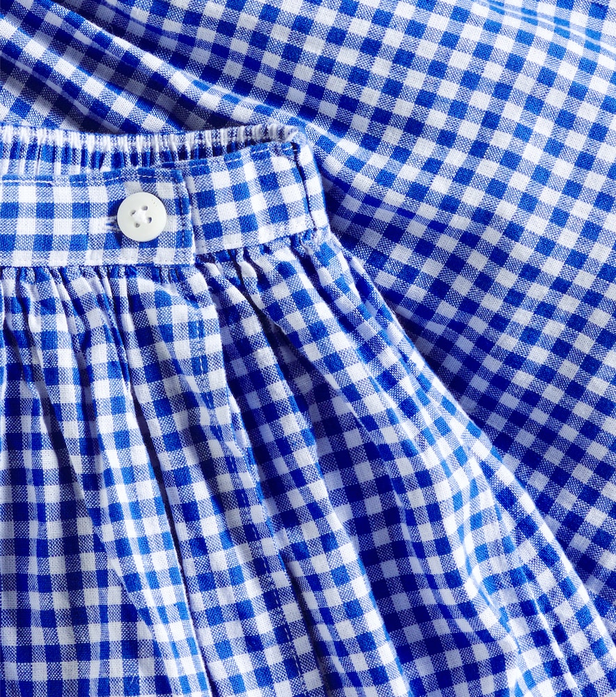 Gingham linen and cotton skort