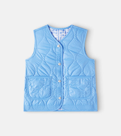 Gingham reversible quilted vest