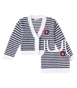 Striped cotton top and cardigan set