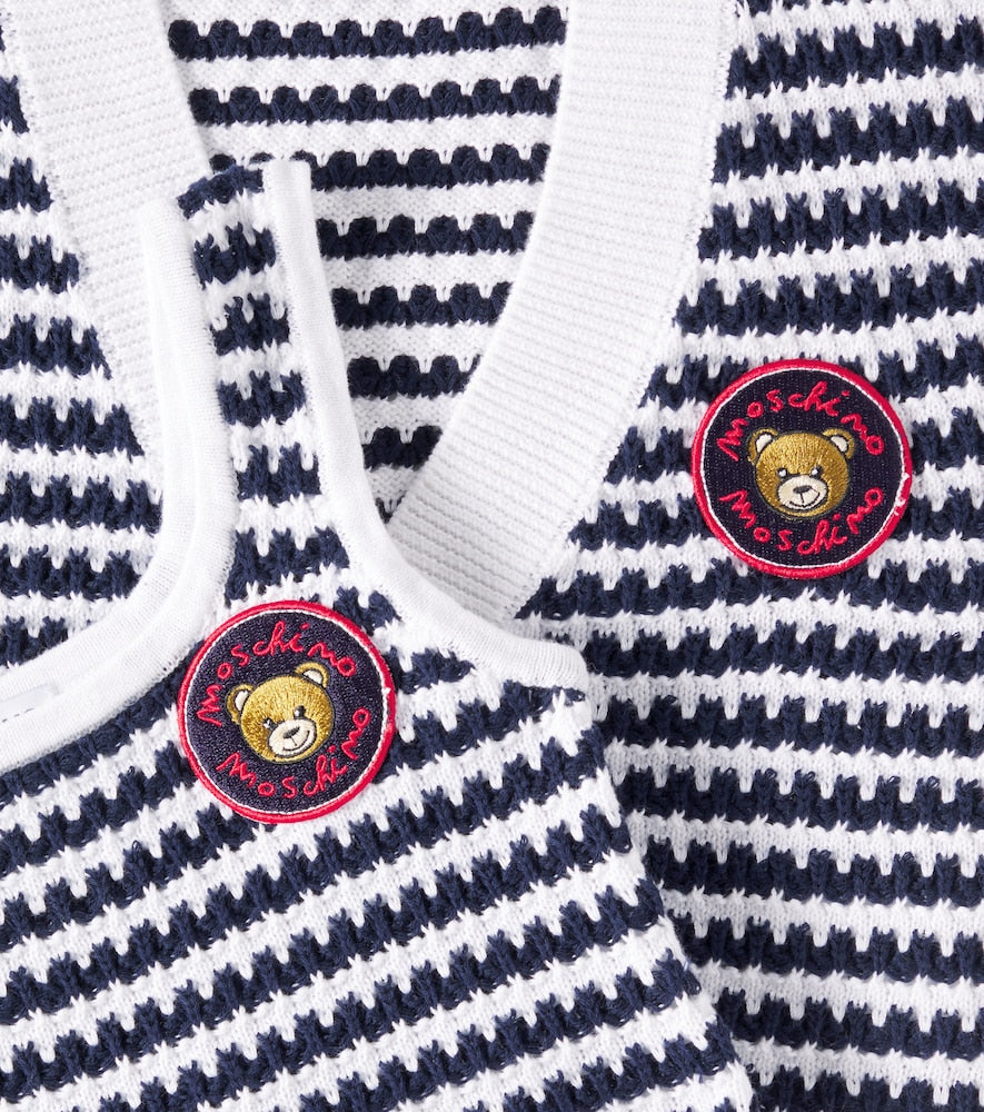 Striped cotton top and cardigan set