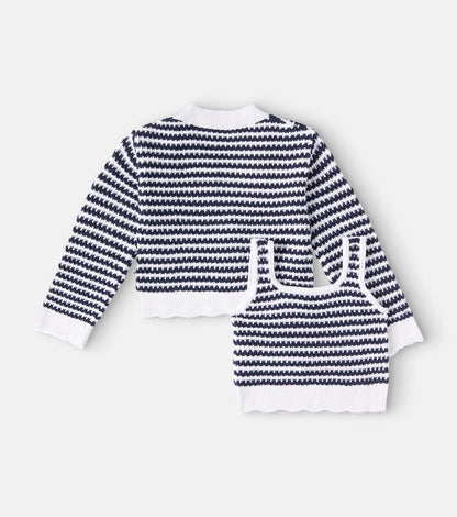 Striped cotton top and cardigan set