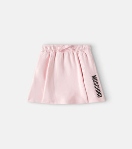 Logo bow-detail pleated cotton skirt