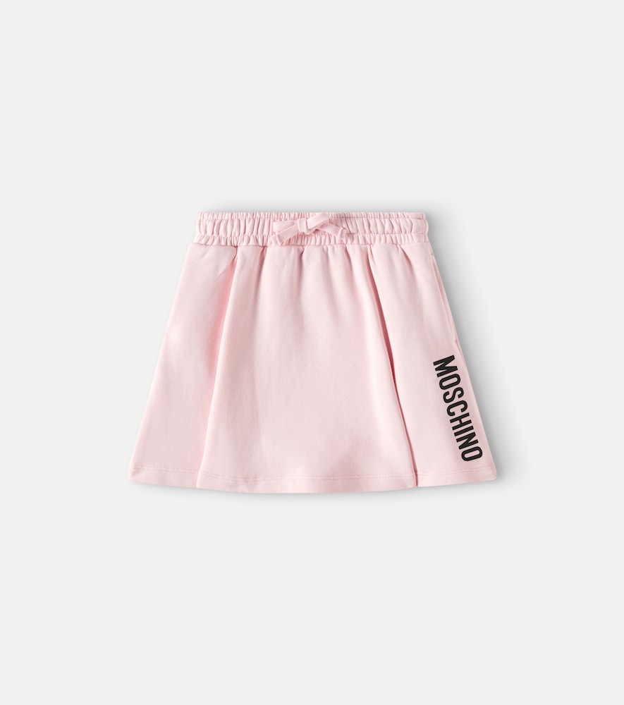 Logo bow-detail pleated cotton skirt