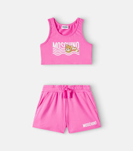 Teddy Bear cotton jersey shirt and shorts set