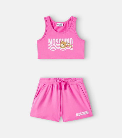 Teddy Bear cotton jersey shirt and shorts set