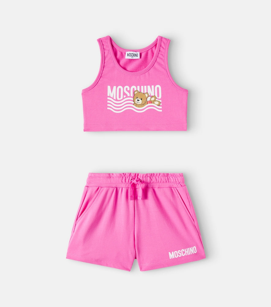 Teddy Bear cotton jersey shirt and shorts set
