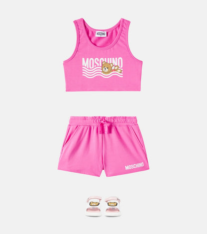 Teddy Bear cotton jersey shirt and shorts set