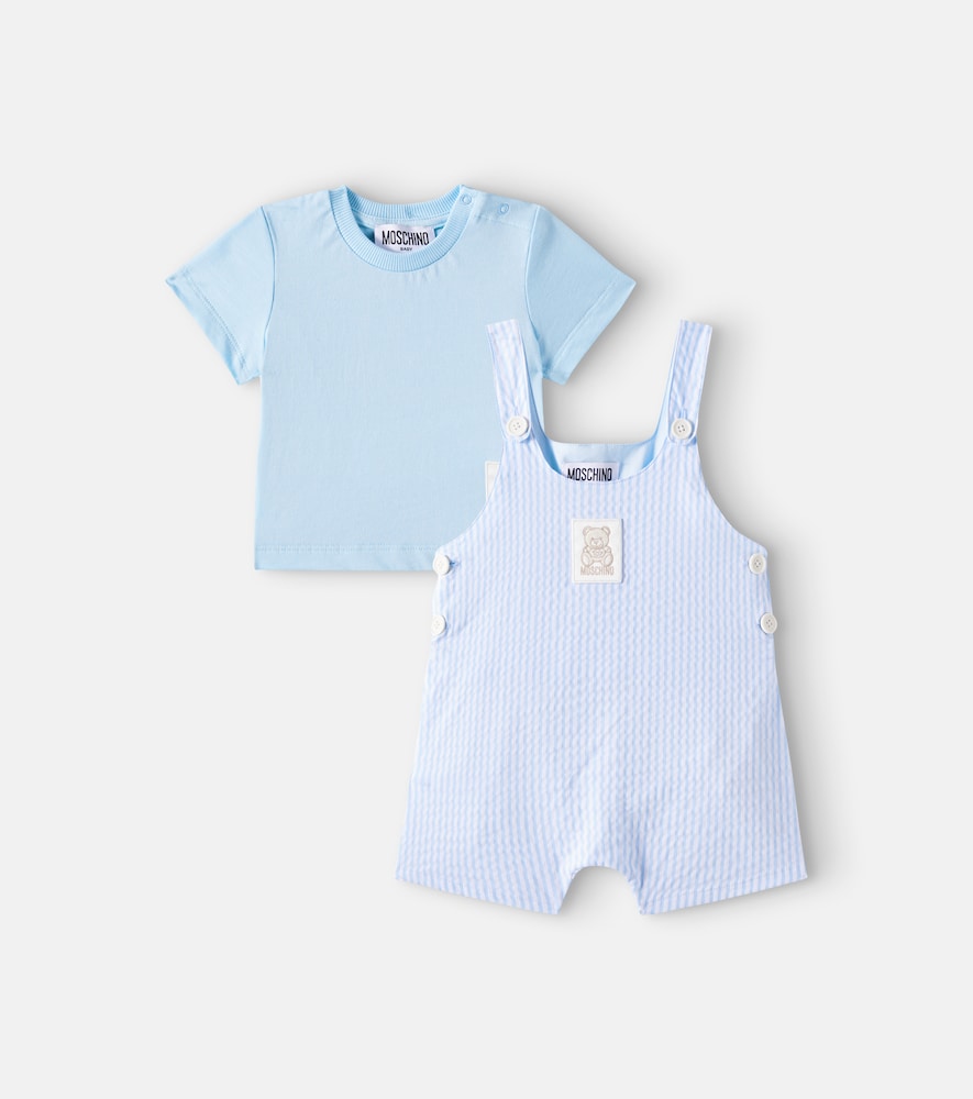 Baby Teddy Bear cotton T-shirt and playsuit set