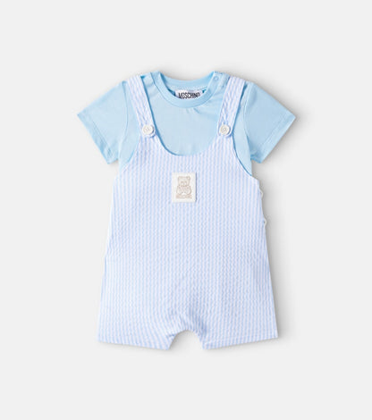 Baby Teddy Bear cotton T-shirt and playsuit set