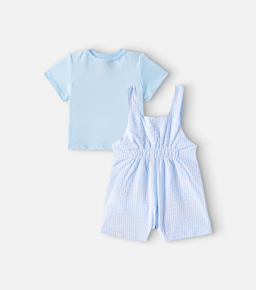 Baby Teddy Bear cotton T-shirt and playsuit set