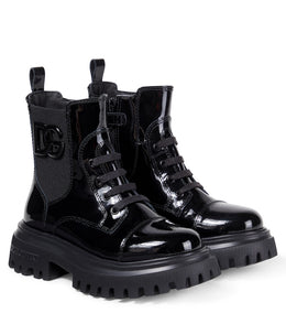 DG patent leather combat boots