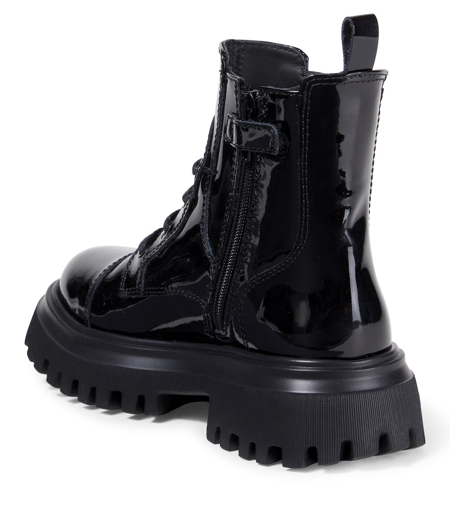 DG patent leather combat boots