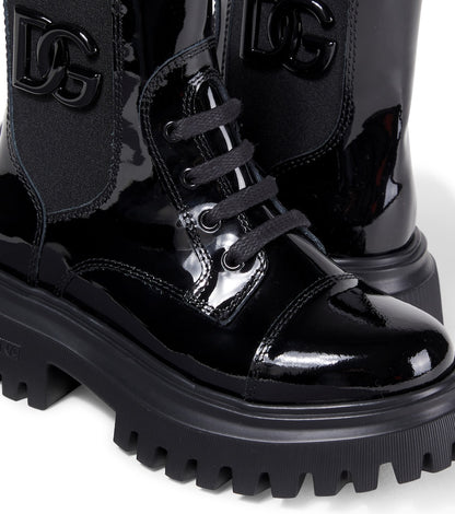 DG patent leather combat boots