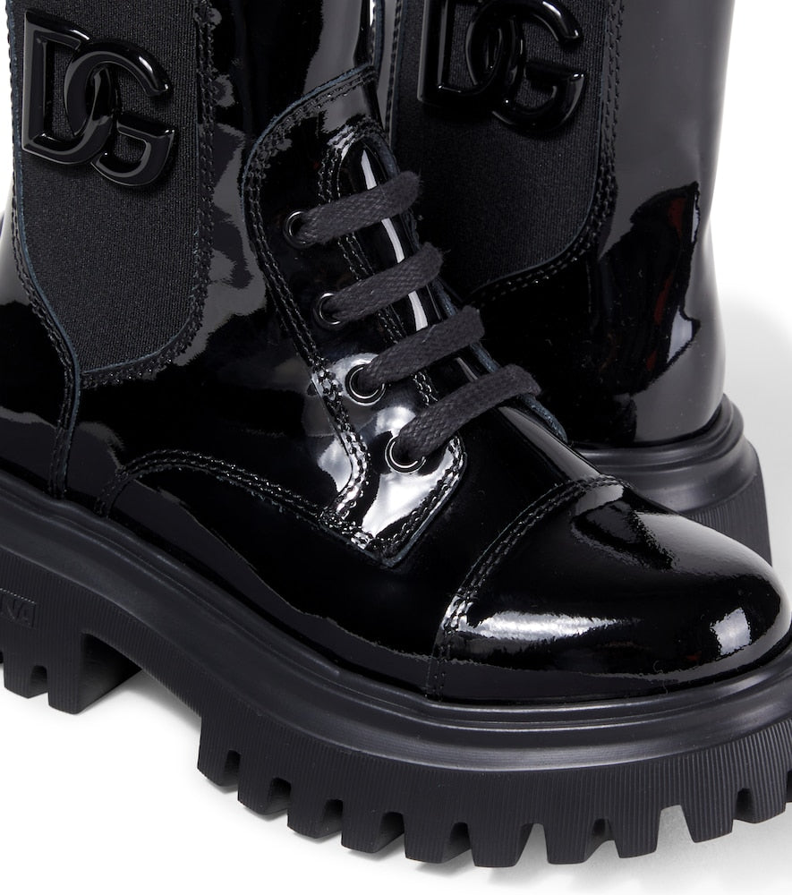DG patent leather combat boots