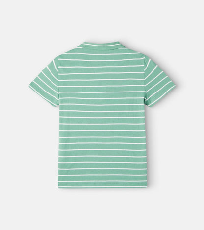 Striped cotton and linen polo shirt