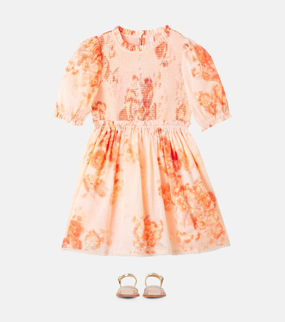 Cascadian floral shirred cotton dress