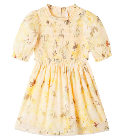 Cascadian floral shirred cotton dress