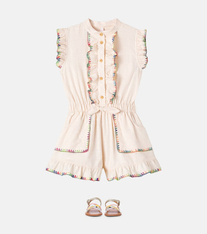 Lucky embroidered cotton playsuit