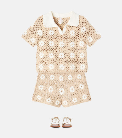 Cascadian floral crochet cotton shorts