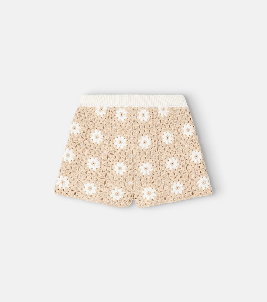 Cascadian floral crochet cotton shorts
