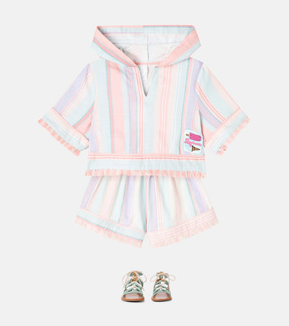 Cascadian striped hooded top