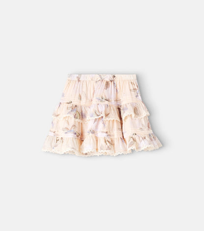 Cascadian floral tiered cotton skirt