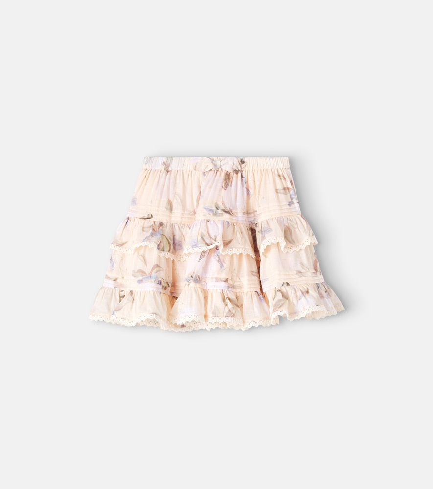 Cascadian floral tiered cotton skirt
