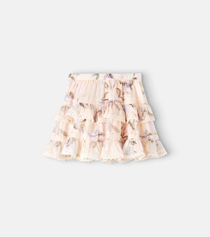 Cascadian floral tiered cotton skirt