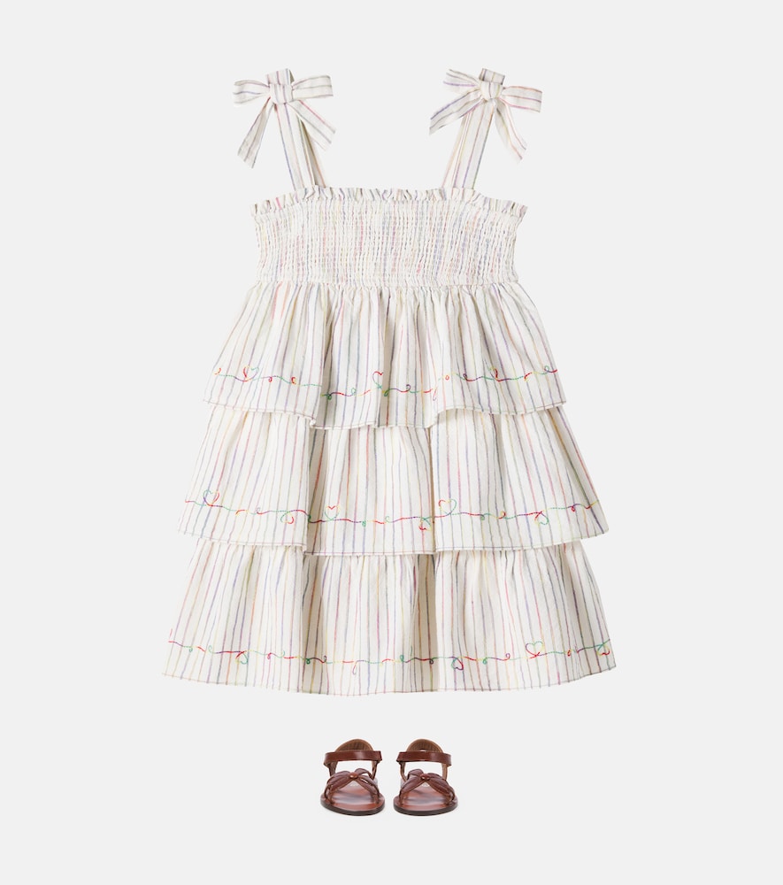 Rhiannon shirred striped cotton dress