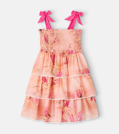 Cascadian floral shirred cotton dress