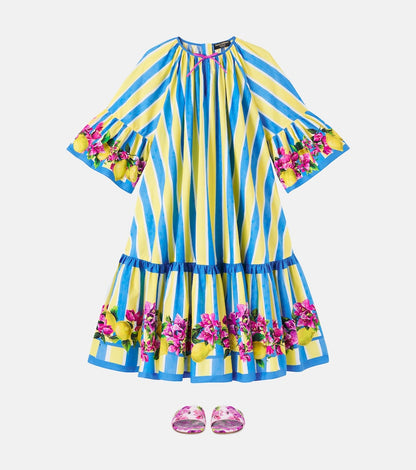 Taormina floral striped cotton dress