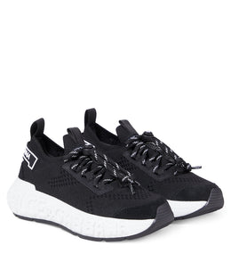 Logo leather-trimmed sneakers