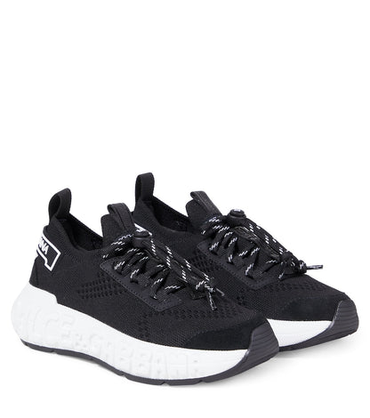 Logo leather-trimmed sneakers
