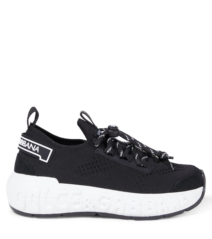 Logo leather-trimmed sneakers
