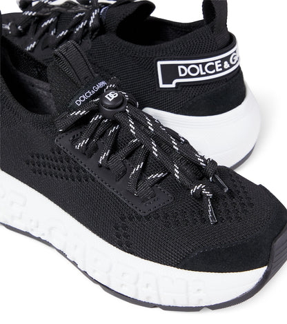 Logo leather-trimmed sneakers