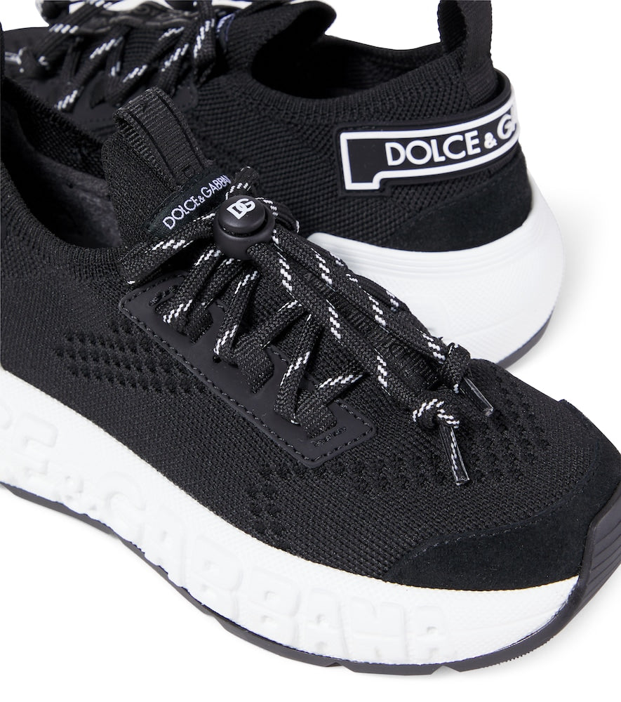 Logo leather-trimmed sneakers