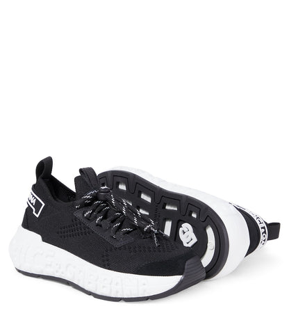 Logo leather-trimmed sneakers