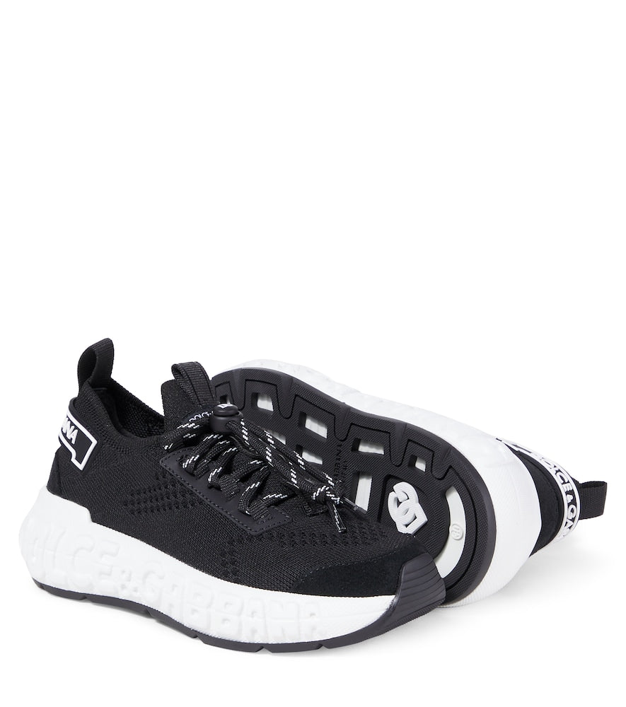Logo leather-trimmed sneakers