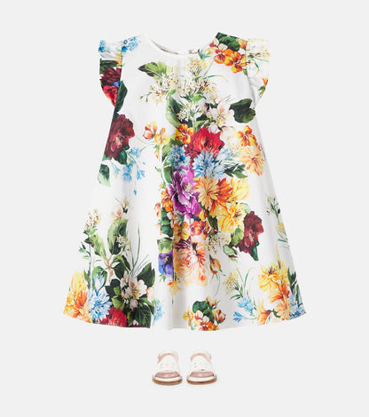 Floral cotton poplin dress