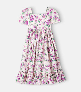 Floral smocked cotton poplin dress