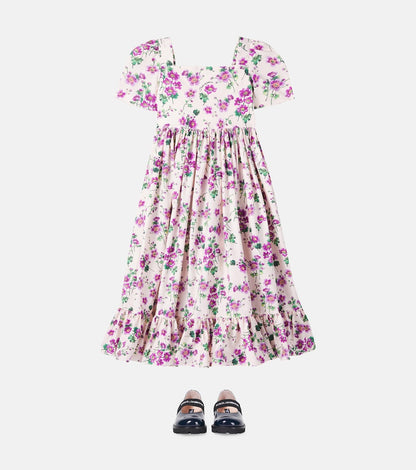 Floral smocked cotton poplin dress