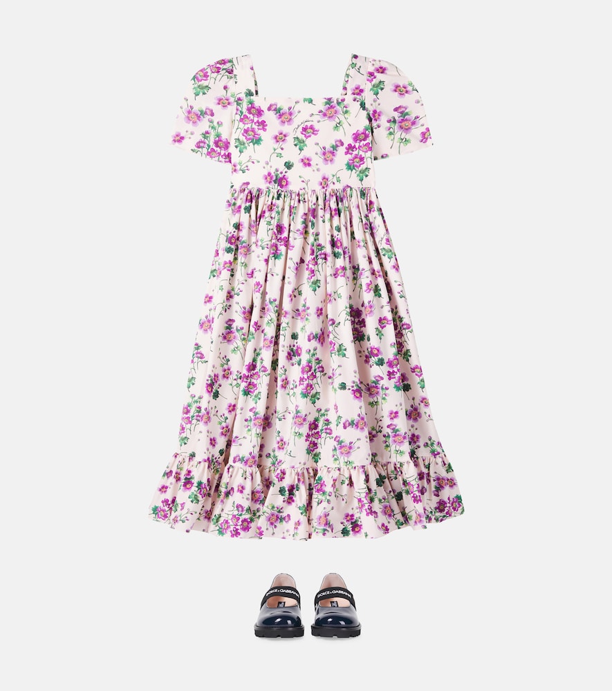 Floral smocked cotton poplin dress