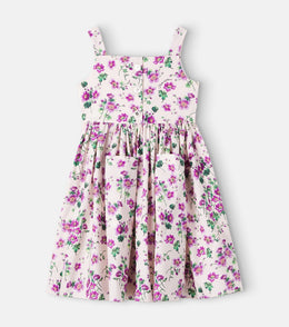 Floral shirred cotton poplin dress