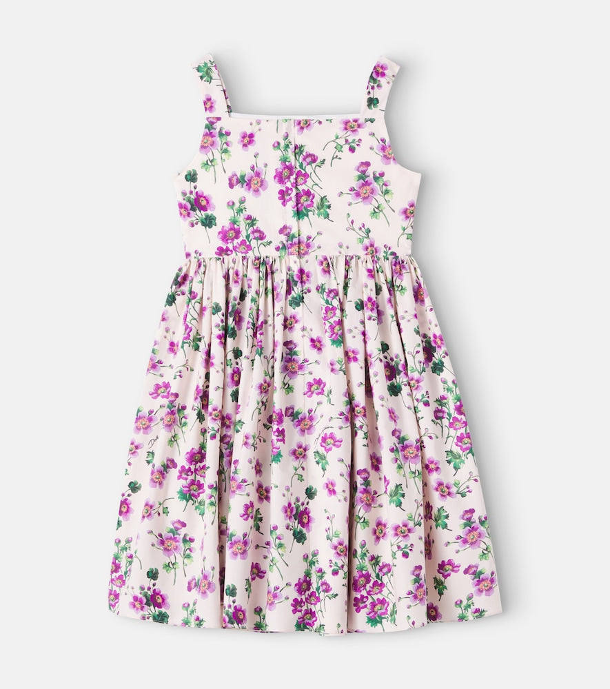Floral shirred cotton poplin dress