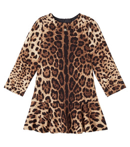 DG leopard-print wool crêpe dress