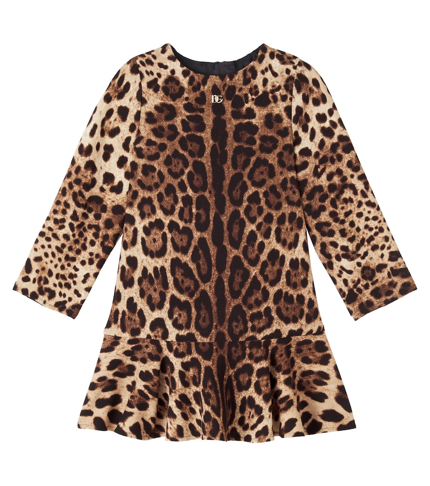DG leopard-print wool crêpe dress